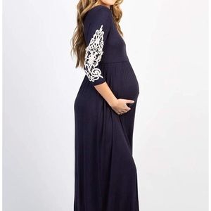 PINKBLUSH maternity maxi dress with lace detail